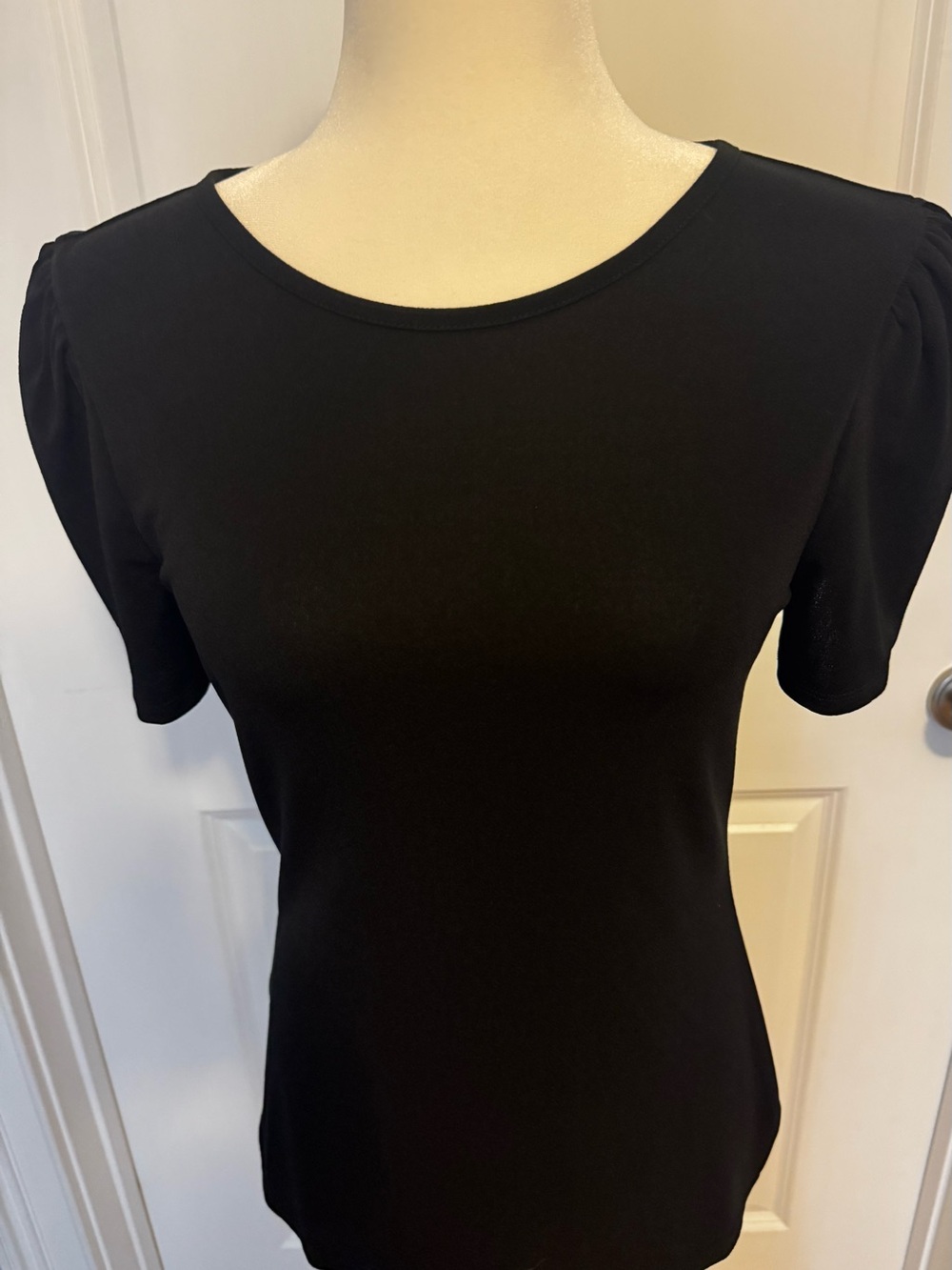 Express Black Short-Sleeve Crewneck Top